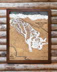 Aspen Mountain, CO Ski Trail Map Artwork Slopes Mountain Art 23" x 28" Rustic Kona