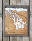 Aspen Mountain, CO Ski Trail Map Artwork Slopes Mountain Art 23" x 28" Storm Grey