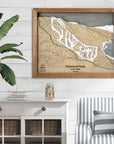 Diamond Peak, NV Ski Trail Map Artwork Slopes Mountain Art 23" x 28" Natural