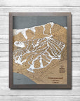 Homewood Mountain, CA Ski Trail Map Artwork Slopes Mountain Art 23" x 28" Storm Grey