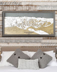 Kirkwood Mountain, CA Ski Trail Map Artwork Slopes Mountain Art 23″ x 48″ Storm Grey