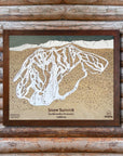 Snow Summit, CA Ski Trail Map Artwork Slopes Mountain Art 23" x 28" Rustic Kona