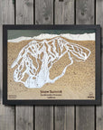 Snow Summit, CA Ski Trail Map Artwork Slopes Mountain Art 23" x 28" Matte Black