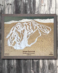 Snow Summit, CA Ski Trail Map Artwork Slopes Mountain Art 23" x 28" Storm Grey