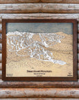 Steamboat Mountain, CO Ski Trail Map Artwork Slopes Mountain Art 23" x 28" Rustic Kona