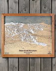 Steamboat Mountain, CO Ski Trail Map Artwork Slopes Mountain Art 23" x 28" Natural