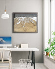 Sun Valley, ID Ski Trail Map Artwork Slopes Mountain Art 23" x 28" Storm Grey
