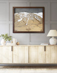 Sun Valley, ID Ski Trail Map Artwork Slopes Mountain Art 23" x 28" Rustic Kona