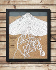 Timberline, OR Ski Trail Map Artwork Slopes Mountain Art 23" x 28" Matte Black