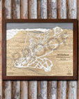 Whiteface Mountain, NY Ski Trail Map Artwork Slopes Mountain Art 23" x 28" Rustic Kona