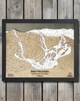Bear Mountain, CA Ski Trail Map Artwork Slopes Mountain Art 23" x 28" Matte Black