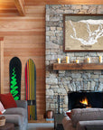 Bear Mountain, CA Ski Trail Map Artwork Slopes Mountain Art