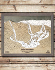 Bear Mountain, CA Ski Trail Map Artwork Slopes Mountain Art 23" x 28" Storm Grey