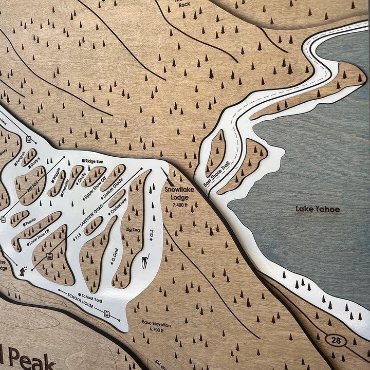 Wooden Ski Trail Maps Handcrafted by Slopes Mountain Art