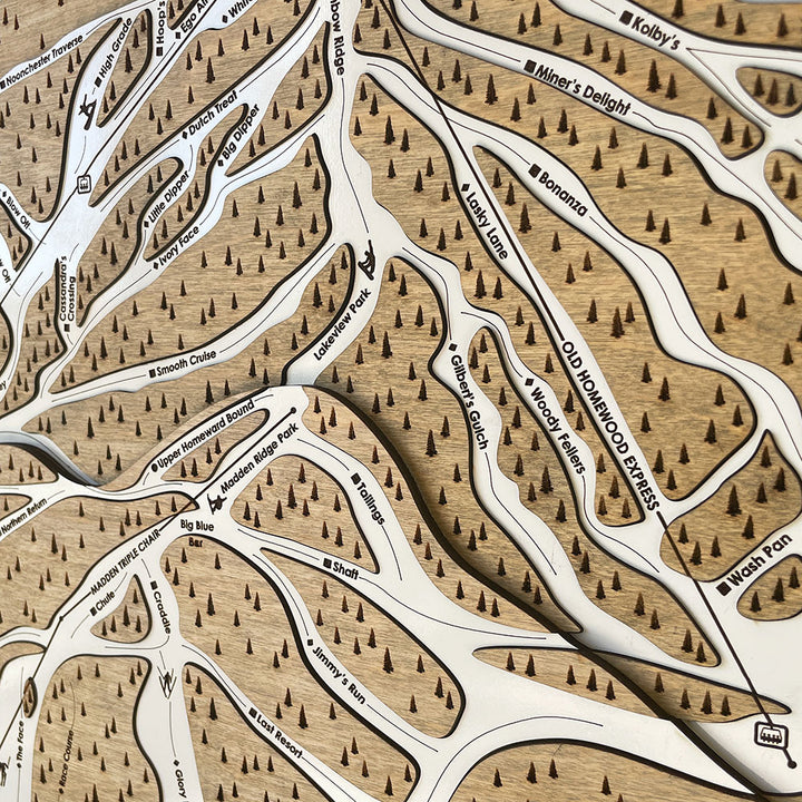 Handcrafted ski trail maps by Slopes Mountain Art