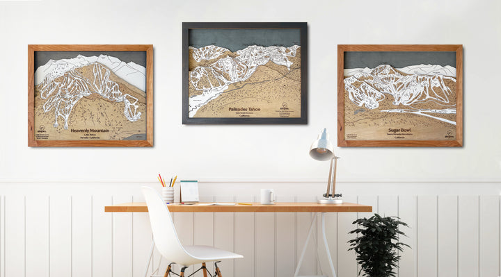 Skiing Wall Art | Wooden Ski Resort Trail Maps