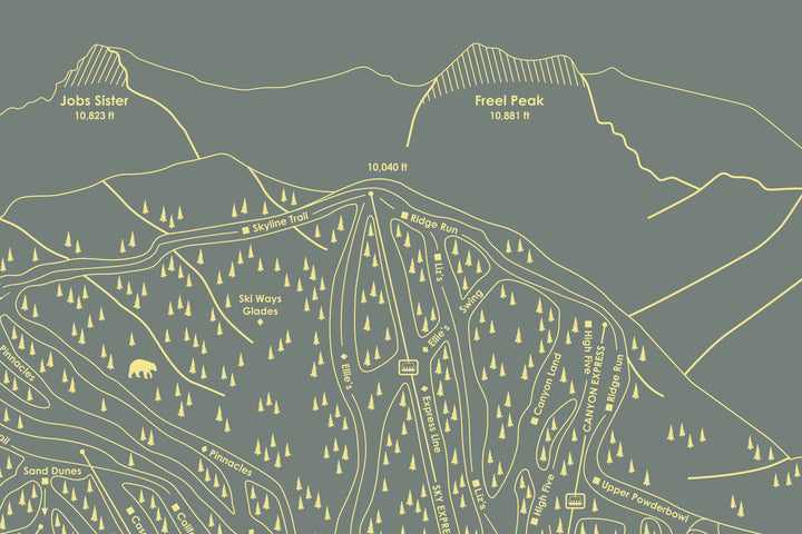 Wooden Ski Trail Maps by Slopes Mountain Art