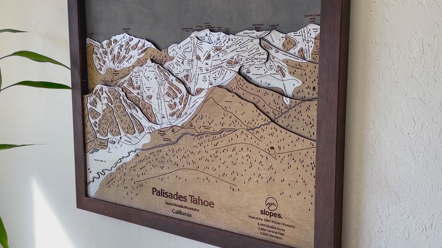 Palisades Tahoe, CA Ski Trail Map Artwork Slopes Mountain Art