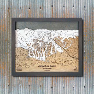 Arapahoe Basin, CO Ski Trail Map Artwork Slopes Mountain Art 23" x 28" Midnight Grey 
