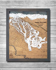 Aspen Mountain, CO Ski Trail Map Artwork Slopes Mountain Art 23" x 28" Midnight Grey 