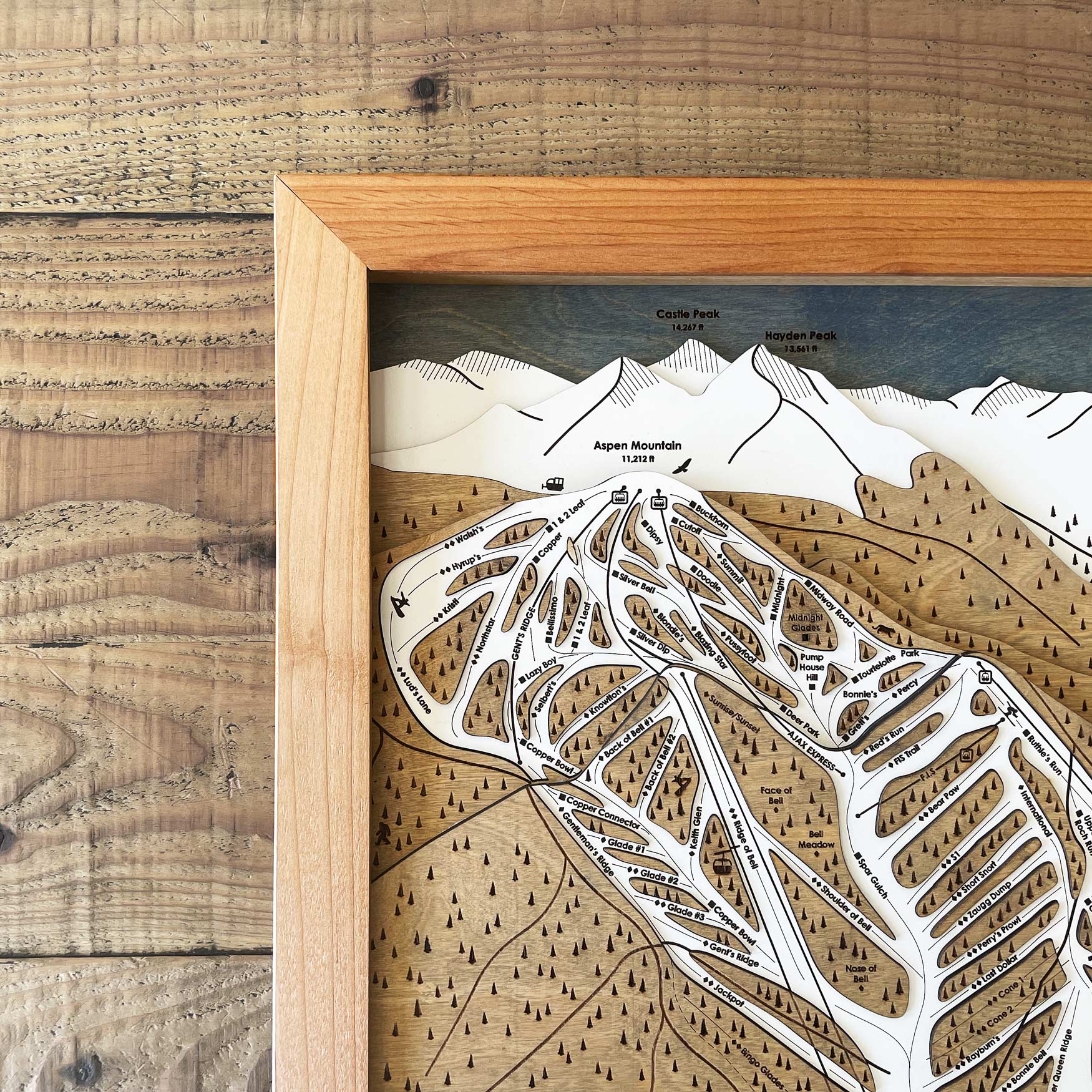 Aspen Mountain, CO Ski Trail Map Artwork Slopes Mountain Art   