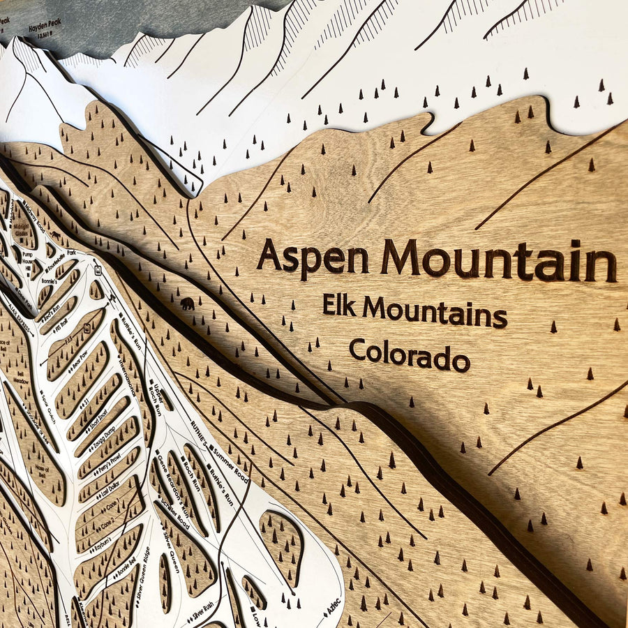 Aspen Mountain, CO Ski Trail Map Artwork Slopes Mountain Art   