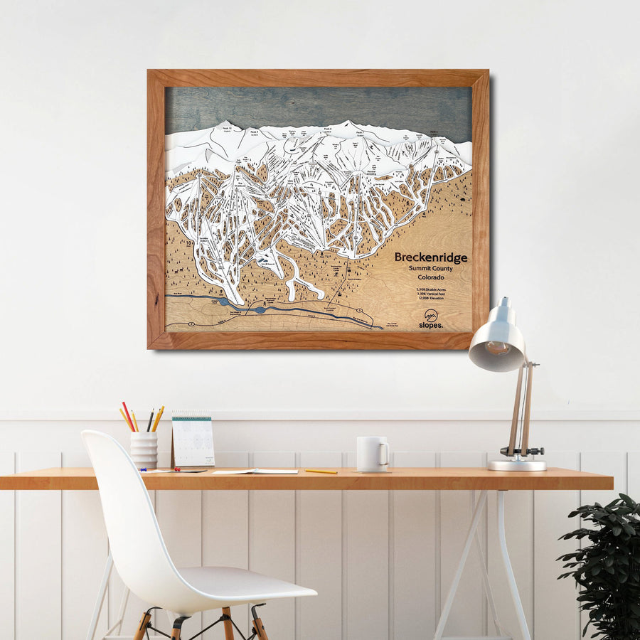 Breckenridge, CO Ski Trail Map Artwork Slopes Mountain Art   