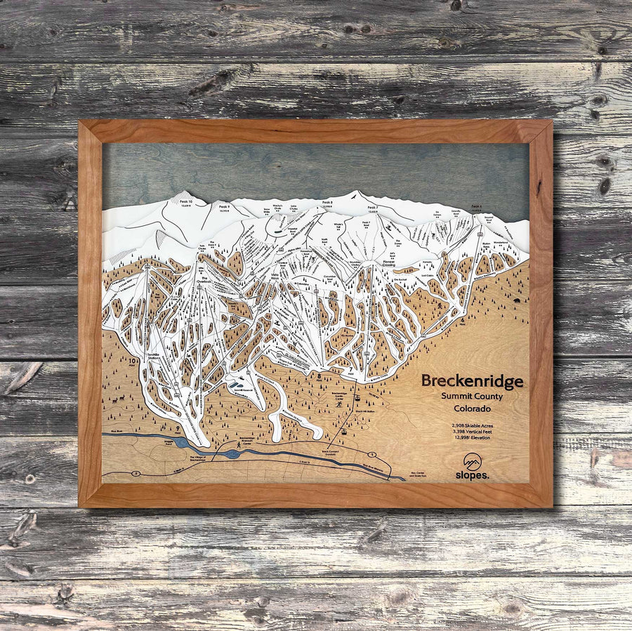 Breckenridge, CO Ski Trail Map Artwork Slopes Mountain Art 23" x 28" Natural 