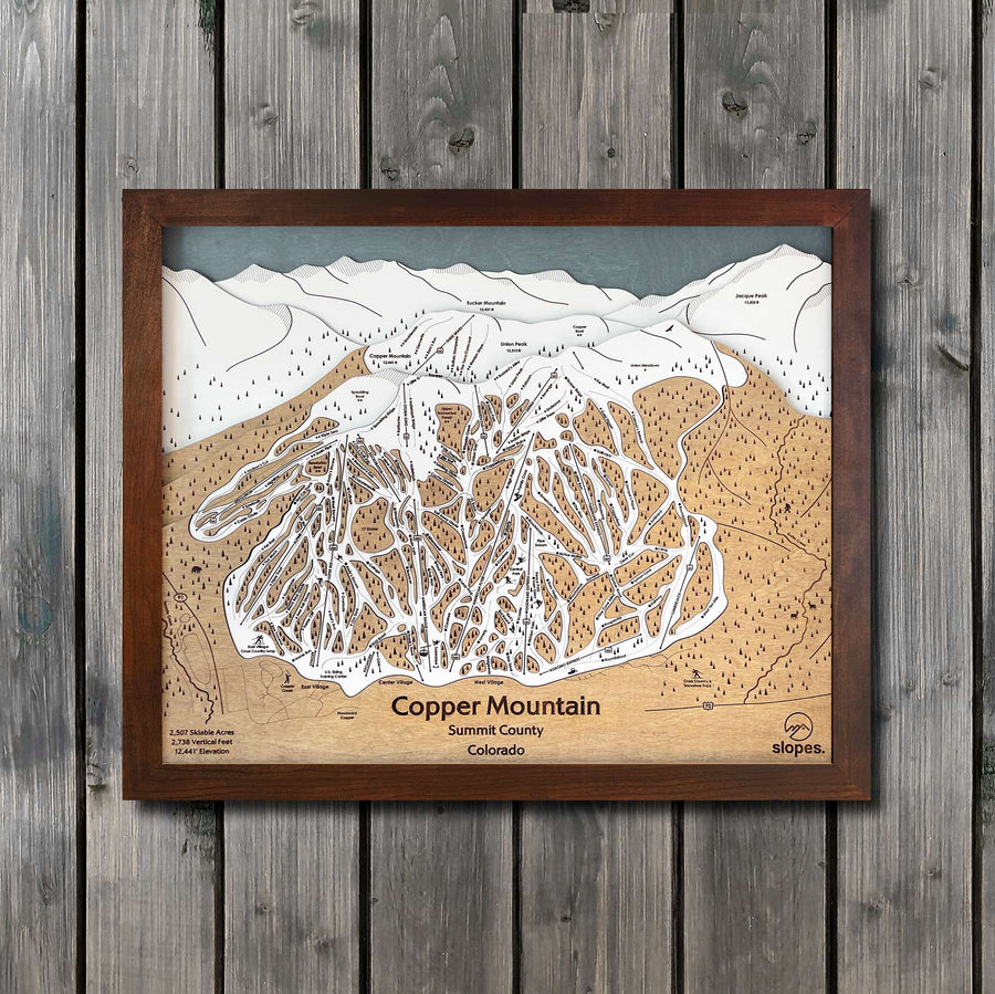 Copper Mountain, CO Ski Trail Map Artwork Slopes Mountain Art 23" x 28" Rustic Kona 