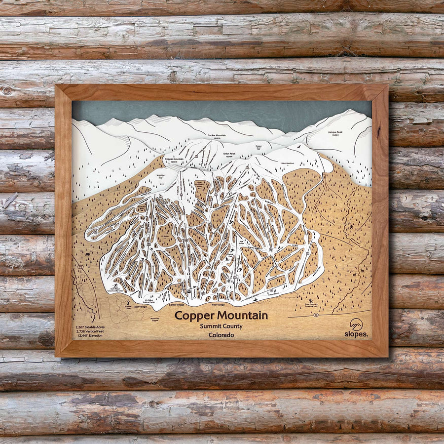 Copper Mountain, CO Ski Trail Map Artwork Slopes Mountain Art 23" x 28" Natural 