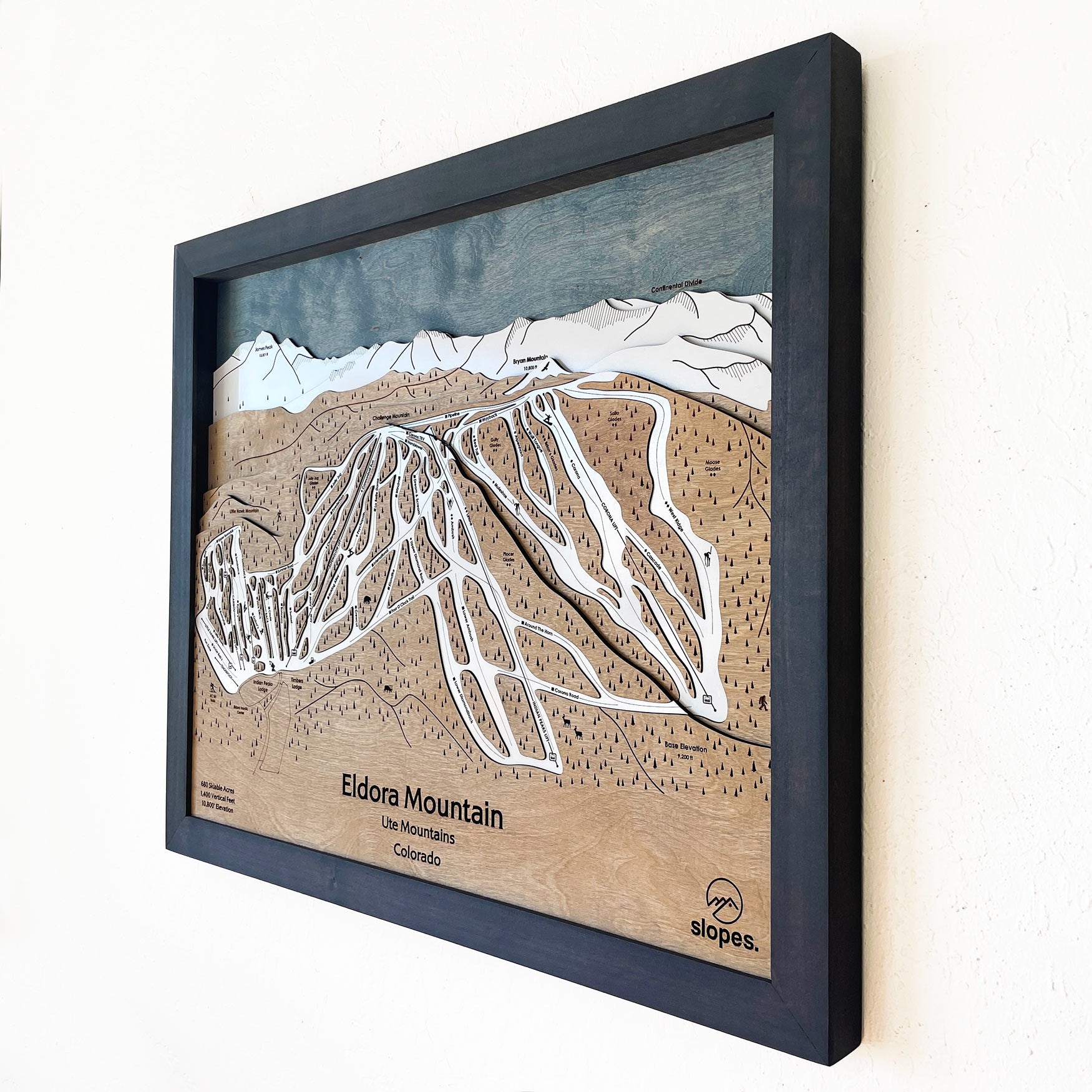Eldora Mountain, CO Ski Trail Map Artwork Slopes Mountain Art   