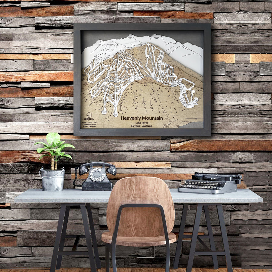 Heavenly Mountain CA/NV, Ski Trail Map Artwork Slopes Mountain Art   