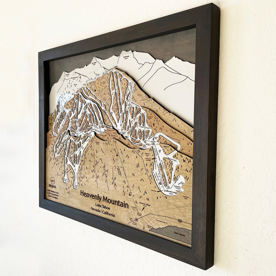 Heavenly Mountain CA/NV, Ski Trail Map Artwork Slopes Mountain Art   