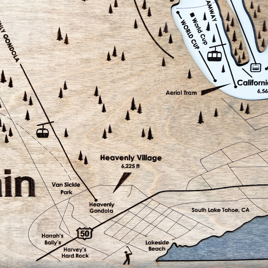 Heavenly Mountain CA/NV, Ski Trail Map Artwork Slopes Mountain Art   