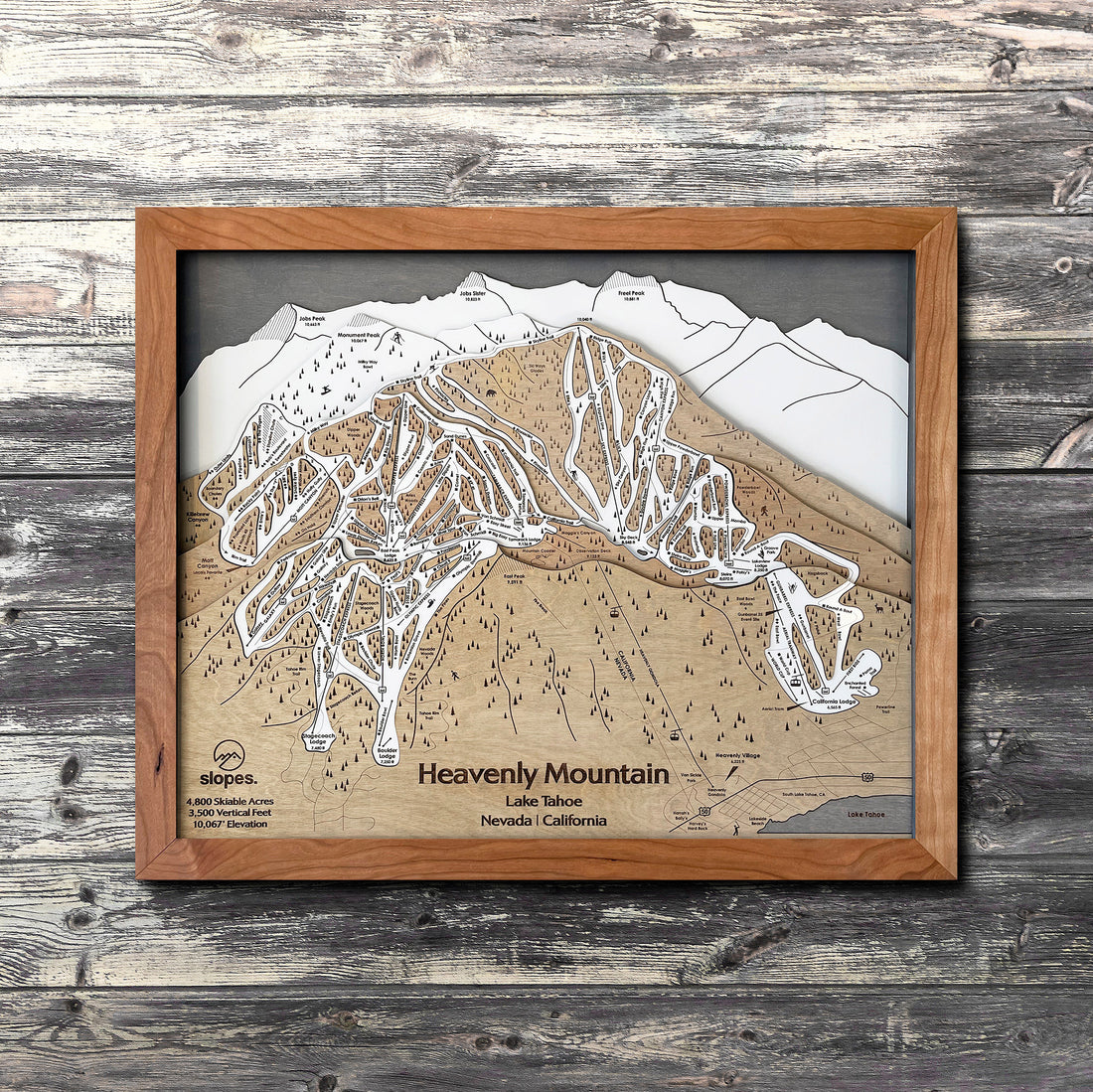 Heavenly Mountain Ski Trail Map | 3D Wooden Ski Trail Map Art – Slopes ...