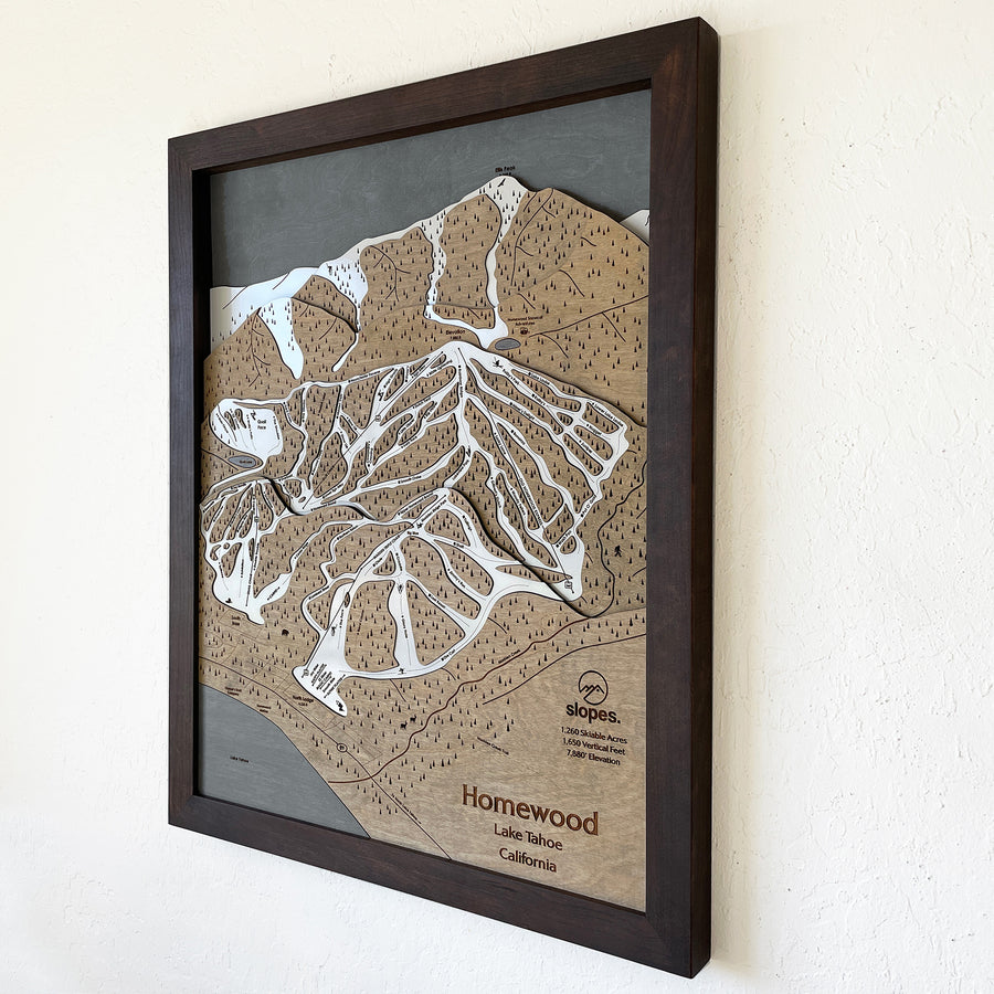 Homewood Mountain, CA Ski Trail Map Artwork Slopes Mountain Art   