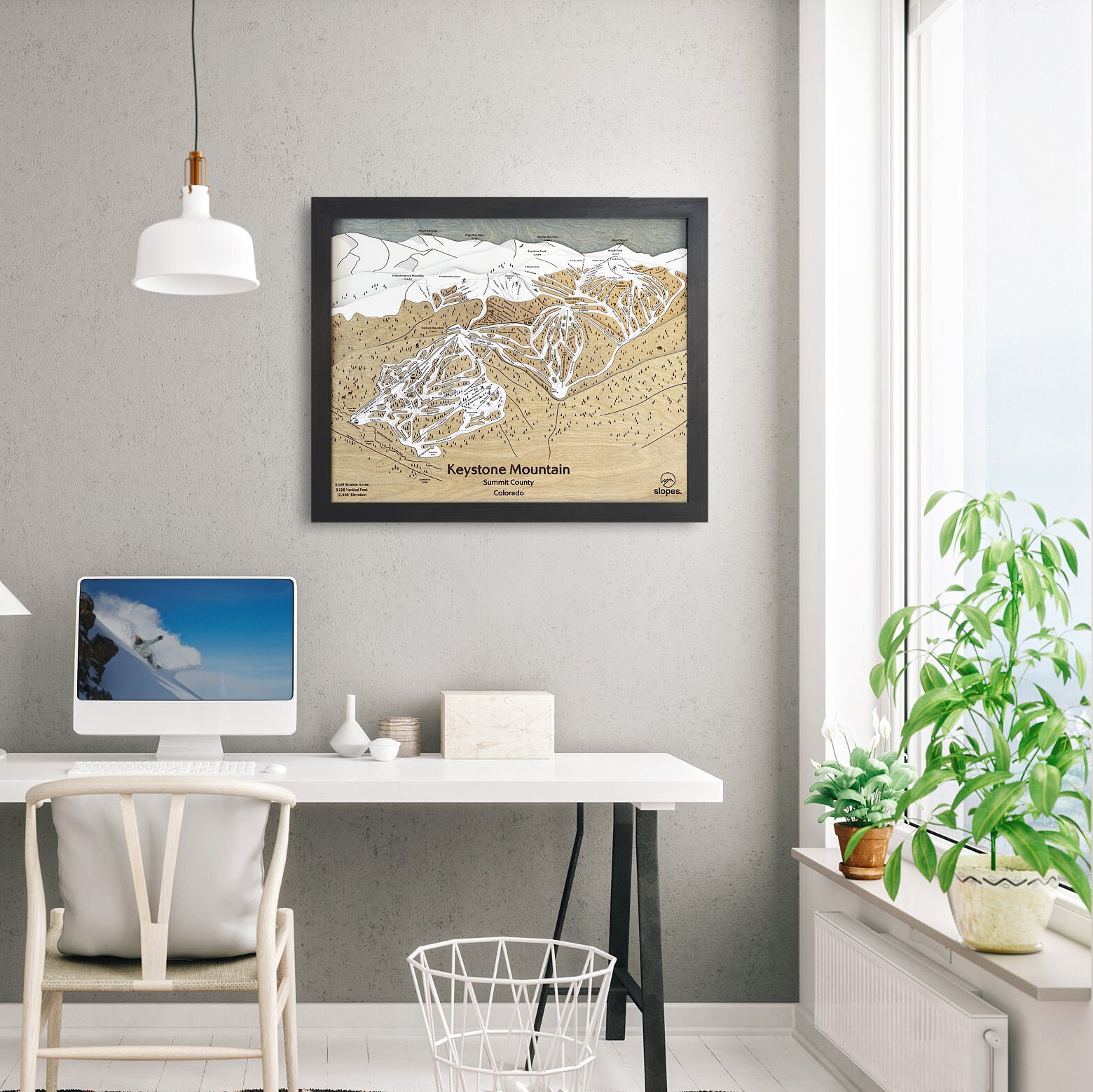 Keystone Mountain, CO Ski Trail Map Artwork Slopes Mountain Art   