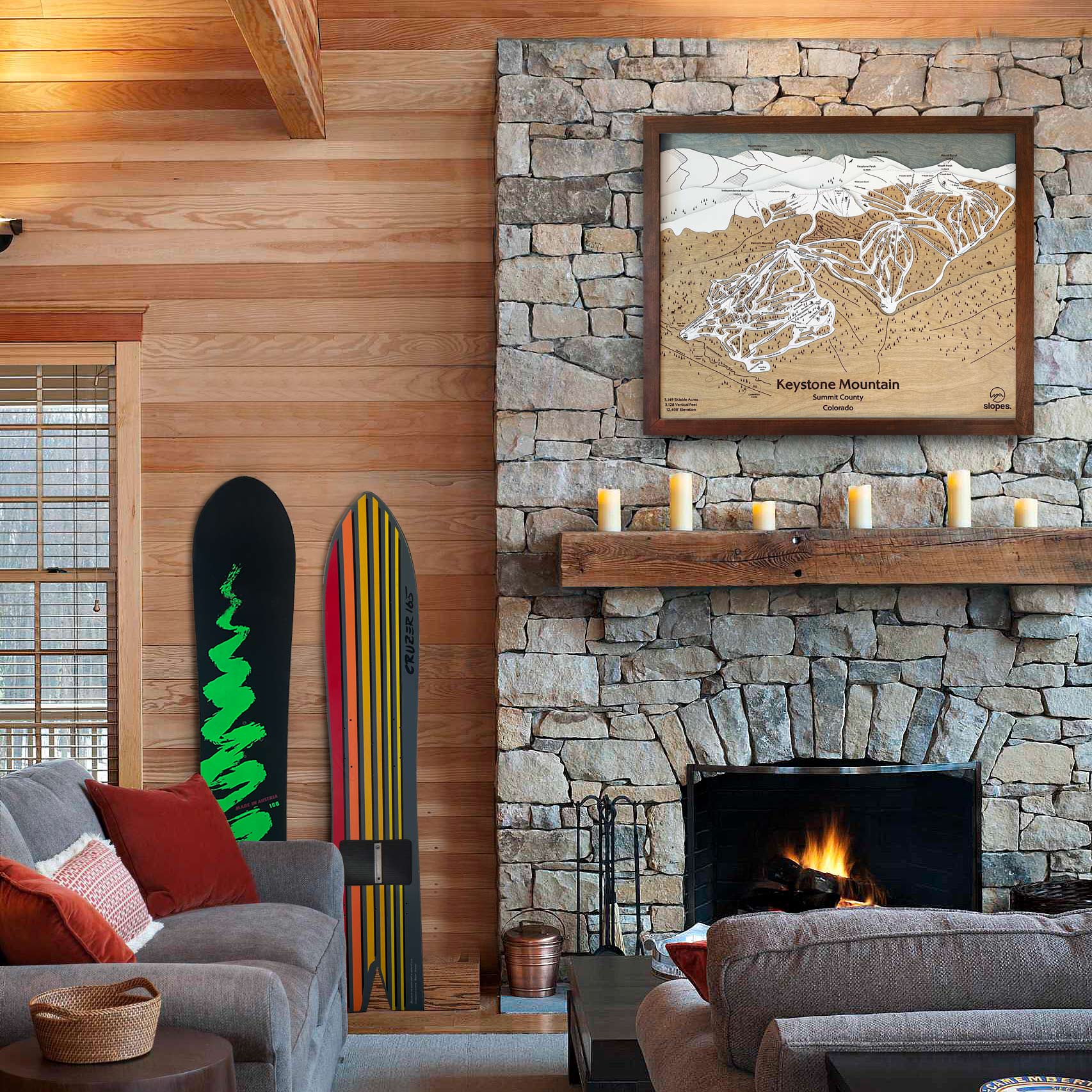 Keystone Mountain, CO Ski Trail Map Artwork Slopes Mountain Art   