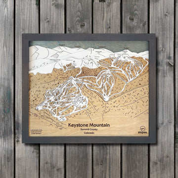 Keystone Mountain, CO Ski Trail Map Artwork Slopes Mountain Art 23" x 28" Midnight Grey 