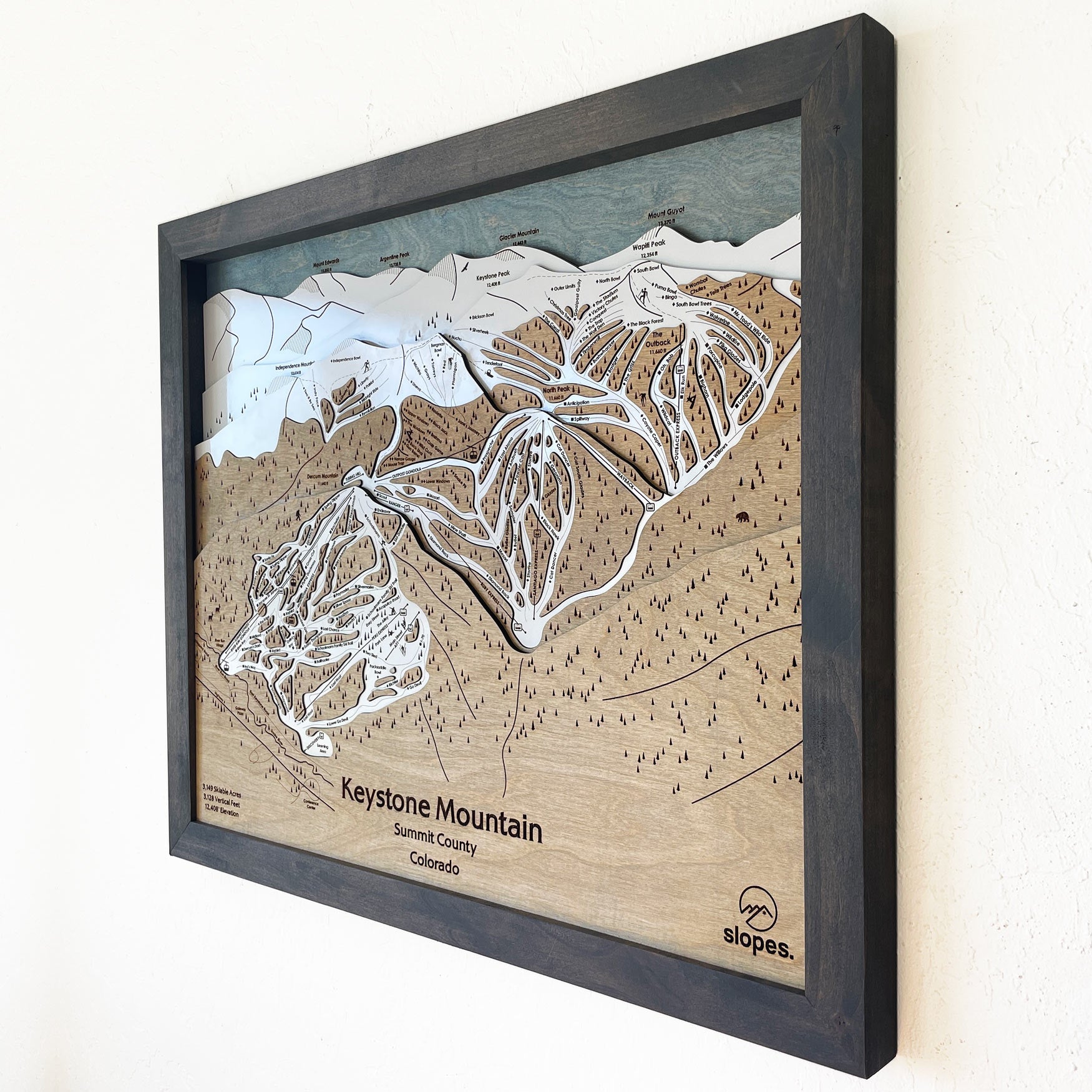 Interactive Keystone Map Keystone Mountain Ski Trail Map | 3D Wooden Trail Map Art – Slopes ...