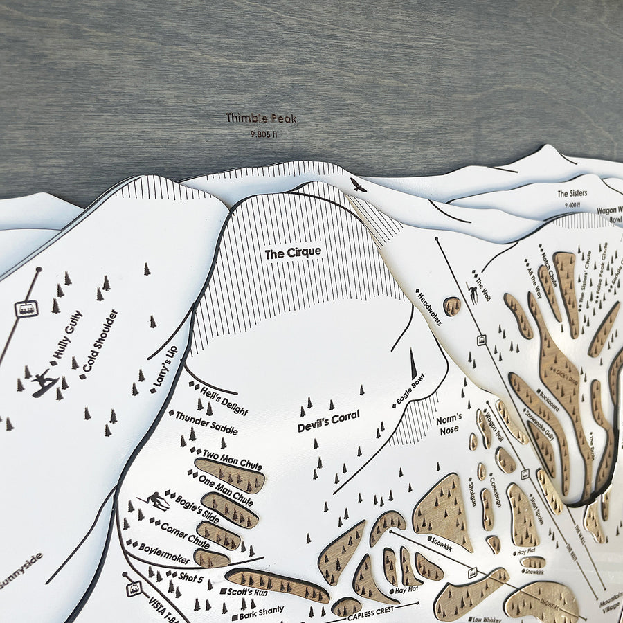 Kirkwood Mountain, CA Ski Trail Map Artwork Slopes Mountain Art   