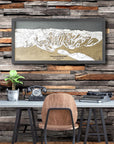 Kirkwood Mountain, CA Ski Trail Map Artwork Slopes Mountain Art 23″ x 48″ Midnight Grey 