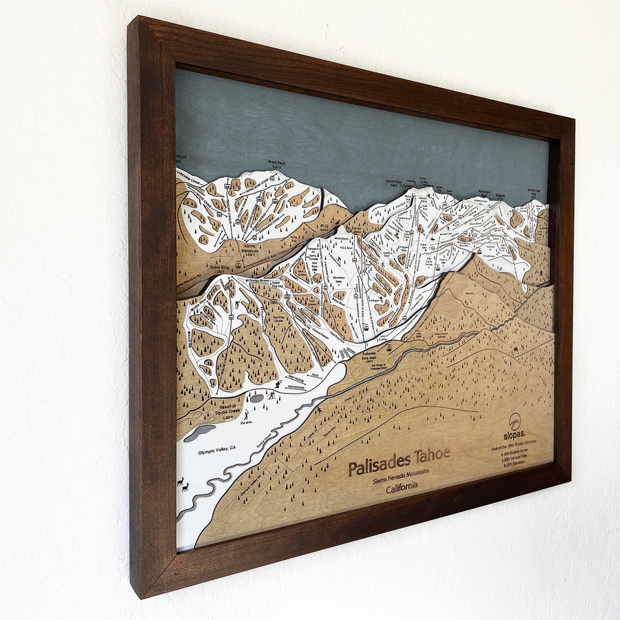 Palisades Tahoe, CA Ski Trail Map Artwork Slopes Mountain Art   