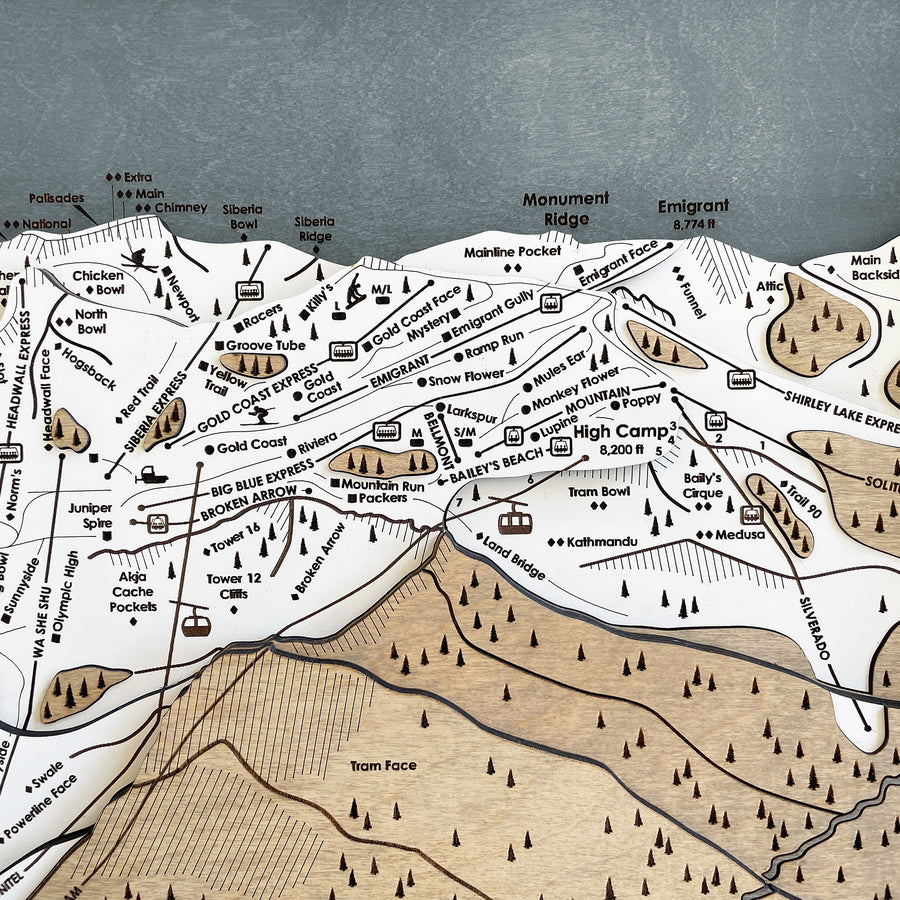 Palisades Tahoe, CA Ski Trail Map Artwork Slopes Mountain Art   