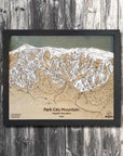 Park City Mountain, UT Ski Trail Map Artwork Slopes Mountain Art 23" x 28" Matte Black 