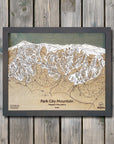 Park City Mountain, UT Ski Trail Map Artwork Slopes Mountain Art 23" x 28" Midnight Grey 