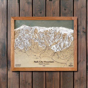 Park City Mountain, UT Ski Trail Map Artwork Slopes Mountain Art 23" x 28" Natural 