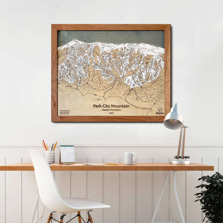 Park City Mountain, UT Ski Trail Map Artwork Slopes Mountain Art   