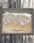 Park City Mountain, UT Ski Trail Map Artwork Slopes Mountain Art 23" x 28" Storm Grey 