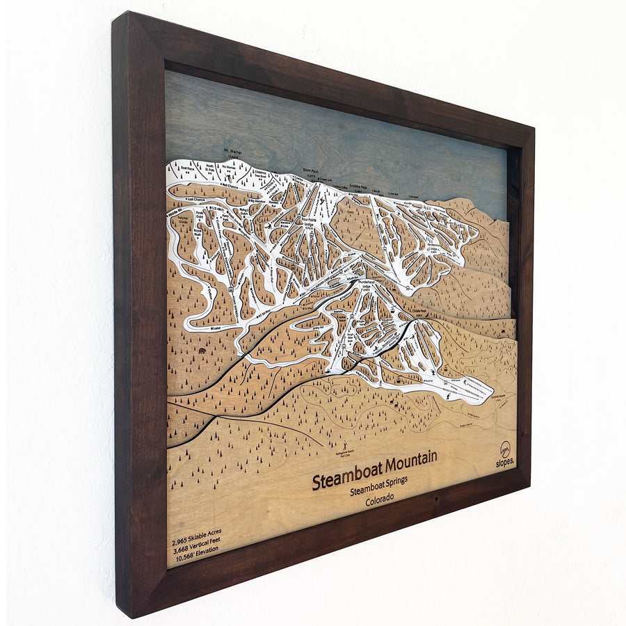 Steamboat Mountain, CO Ski Trail Map Artwork Slopes Mountain Art   